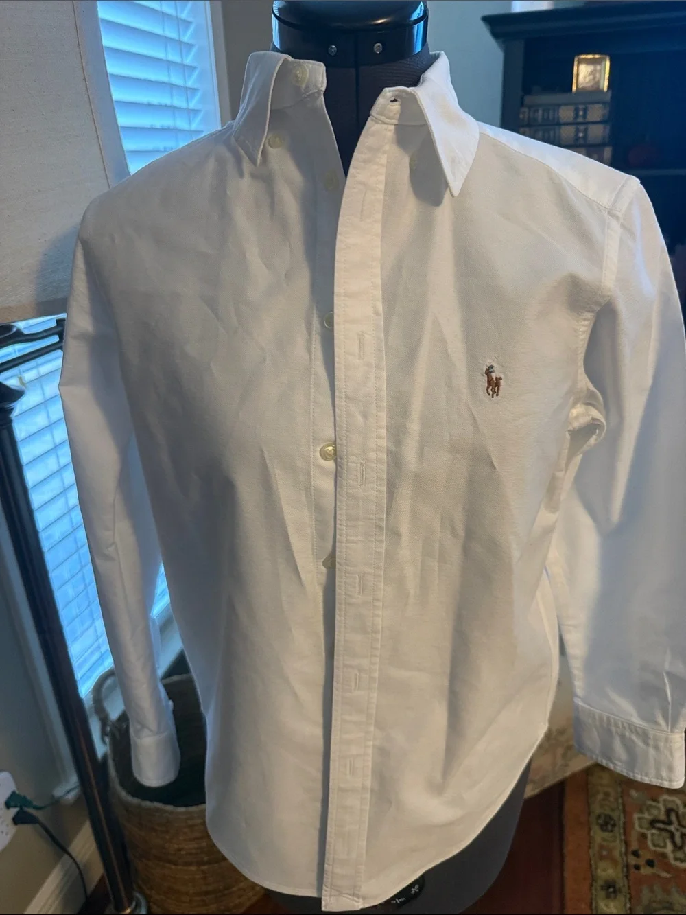 Ralph Lauren White Button-Down Shirt with Pony Embroidery